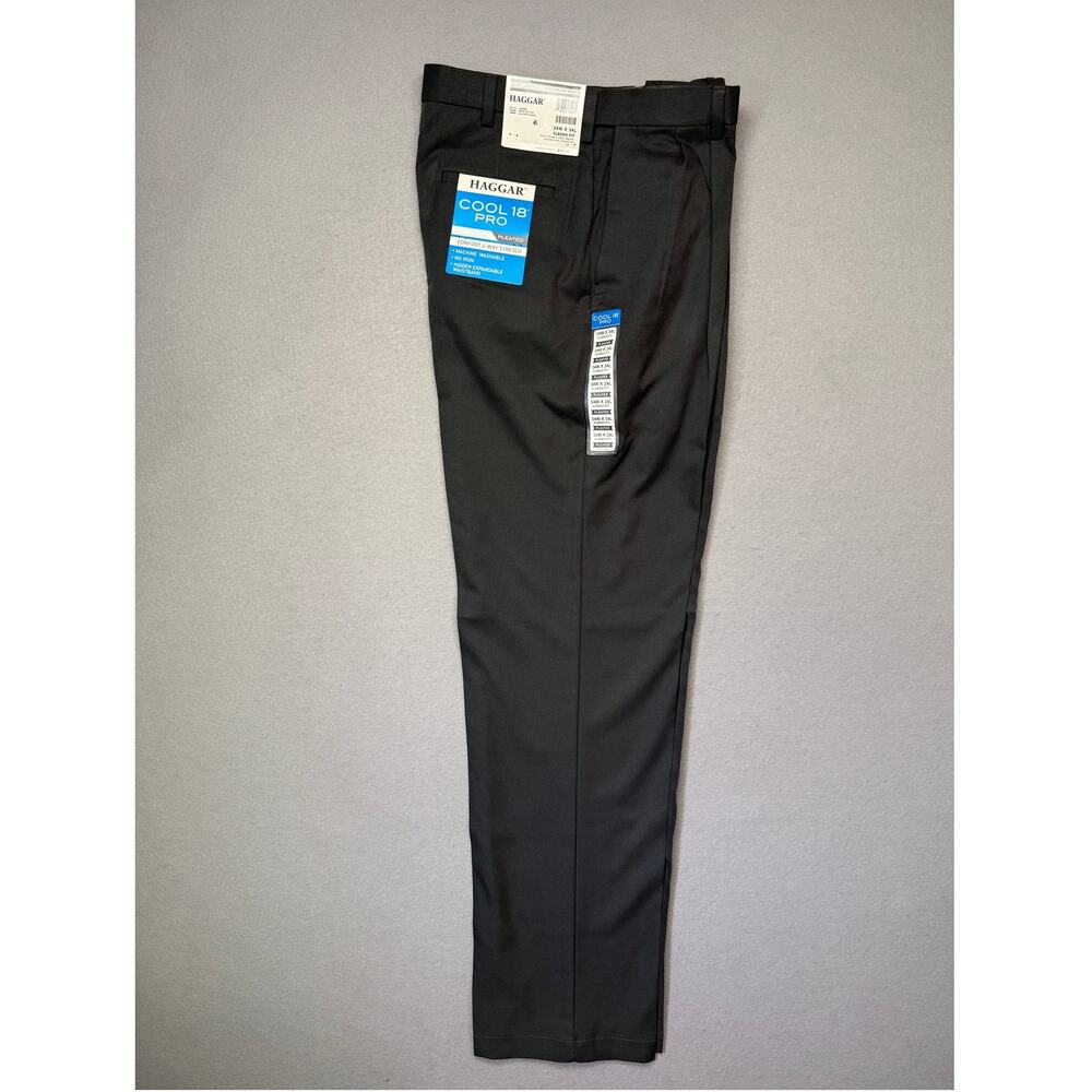 Haggar Men's Cool 18 Classic-Fit Expanadble Waist Pants dark grey 34x34 $70